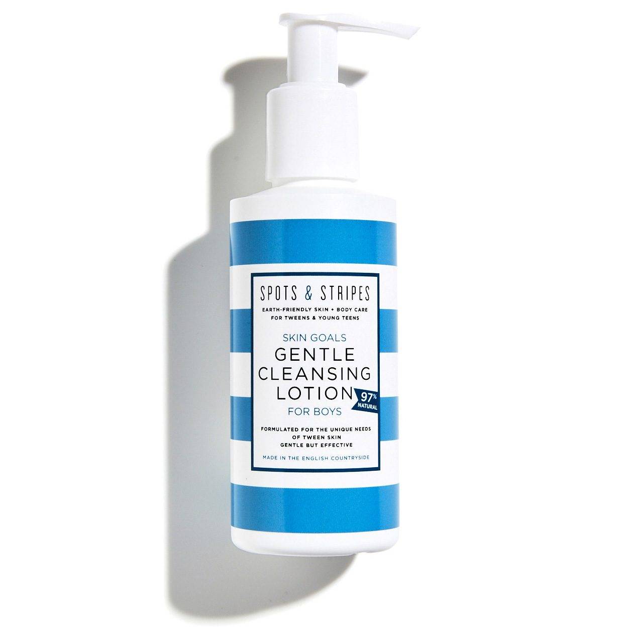 A gentle cleansing lotion specially for teen/teenage/tween boys, by earth-friendly skincare brand Spots & Stripes.
