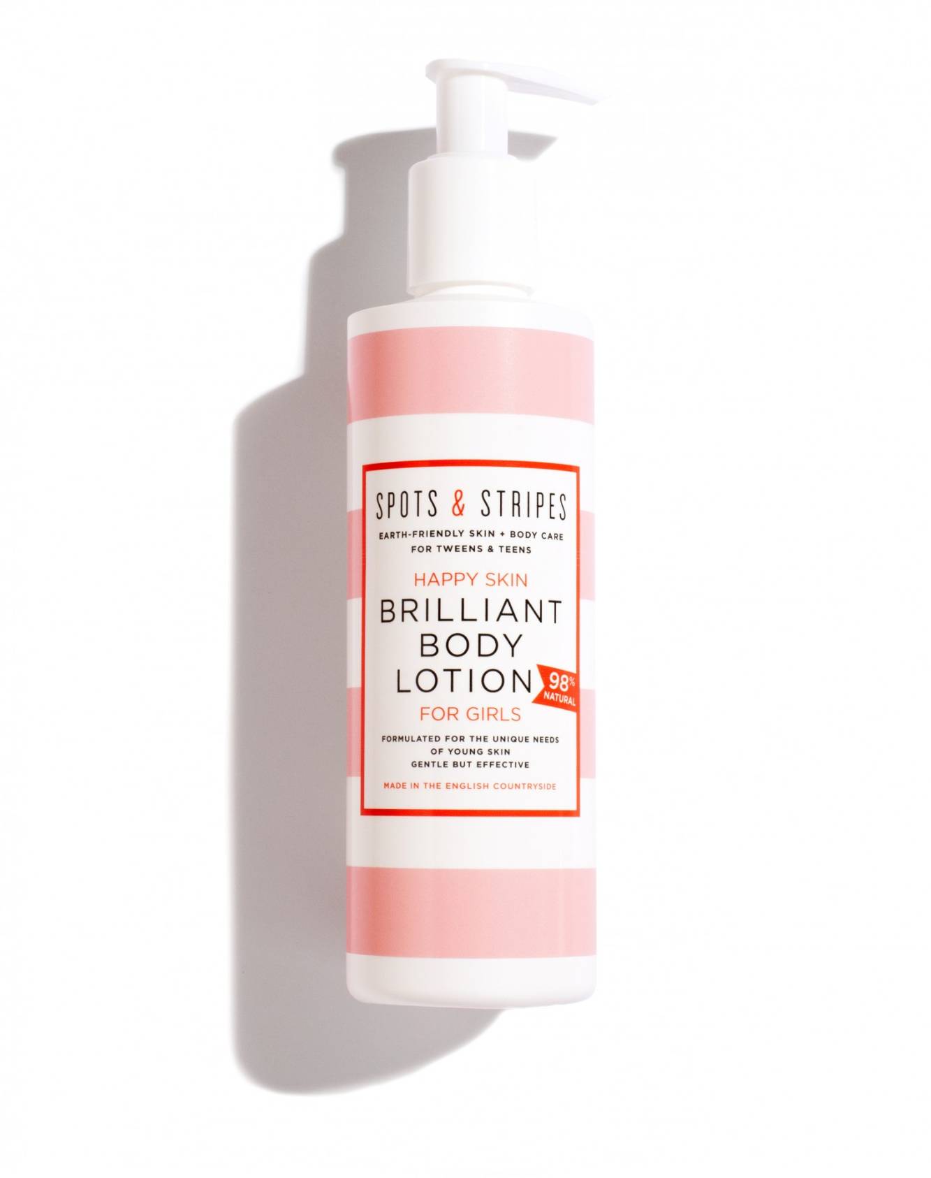 Natural and Beautifully smelling body lotion for teen girls to help moisturise but also reduce bacne - Spots & Stripes